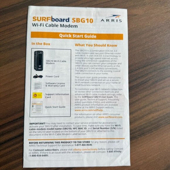 Arris SURFboard SB610 Internet Wi Fi Cable Modem With Power Adapter Working - Picture 10 of 12